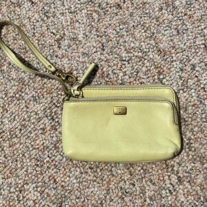 Fossil Light Green Leather Wristlet - Discount Shipping
